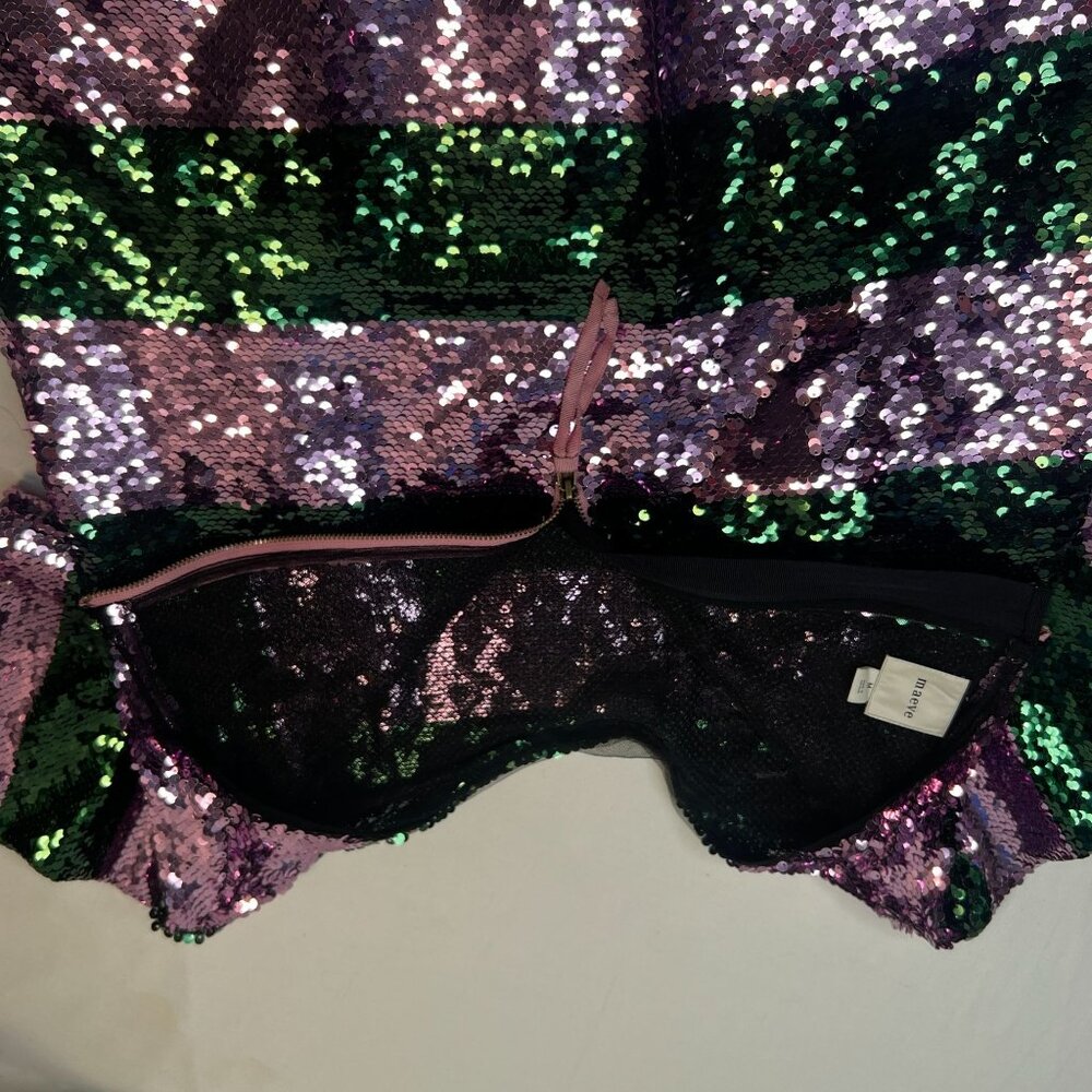 Maeve Pink and Green Sequin Stripe Short Sleeve Top - Picture 10 of 12